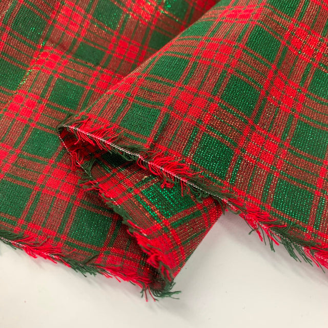 Cotton Lourex Green Tartan Fold