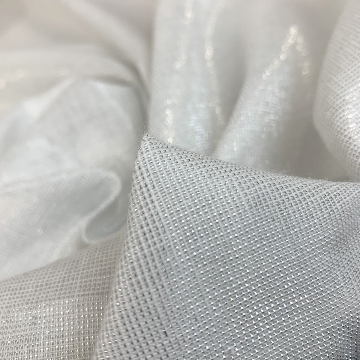 Cotton Lurex Pale Silver Metallic Craft Fabric Close Up