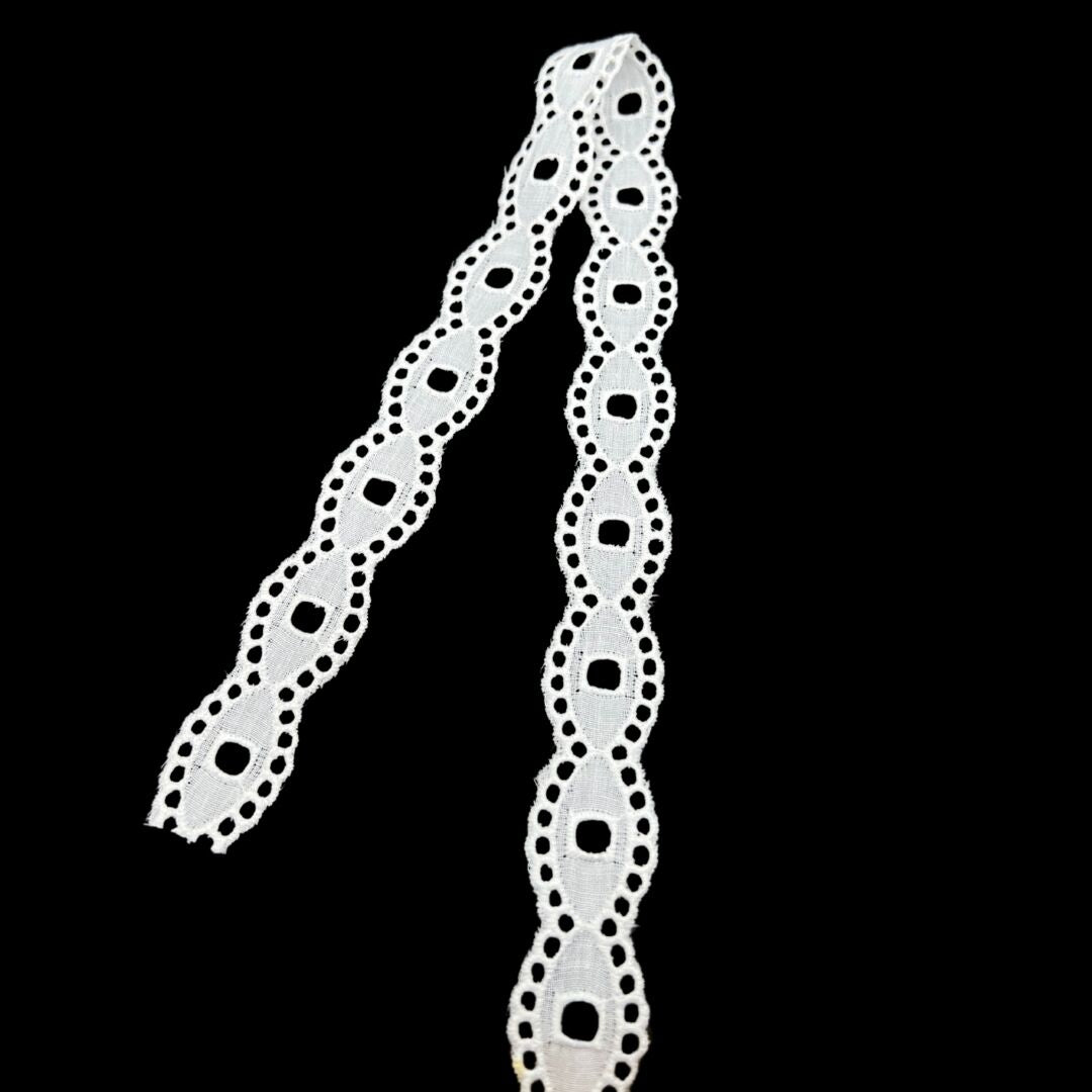 Cotton Austrian Broderie Anglaise Trim Dorothy 20mm Wide Fold