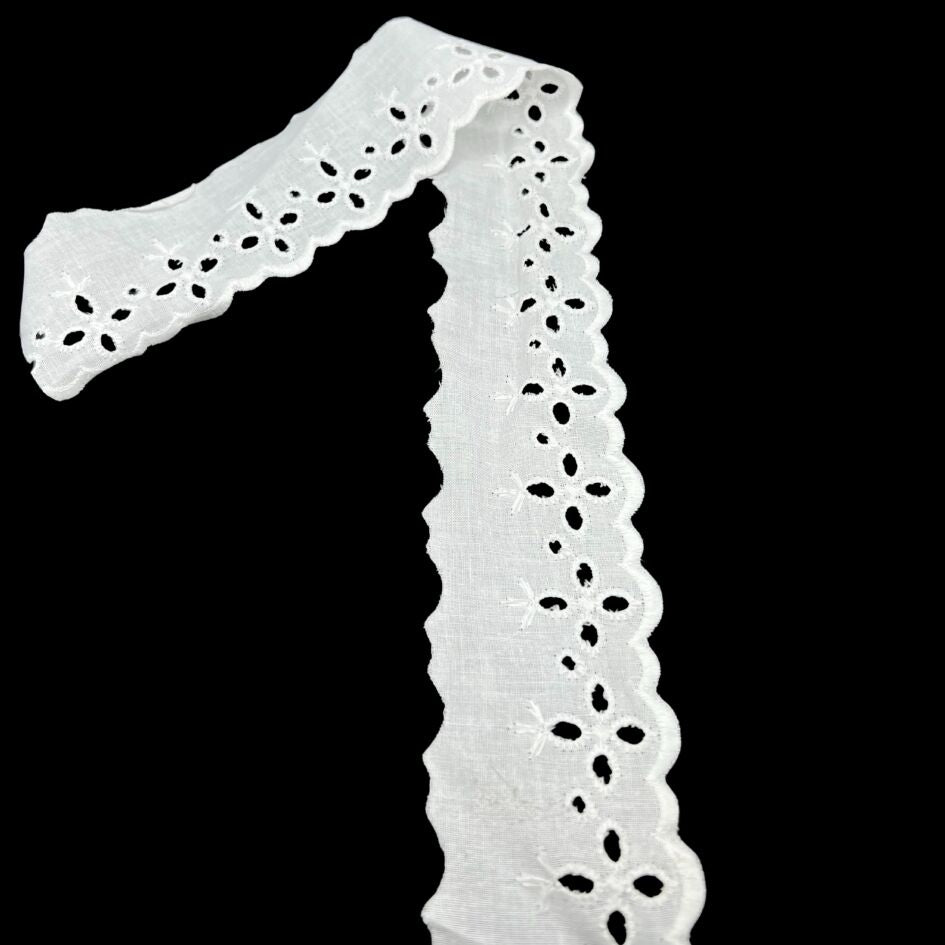 Cotton Austrian Broderie Anglaise Trim Elise 50mm Wide