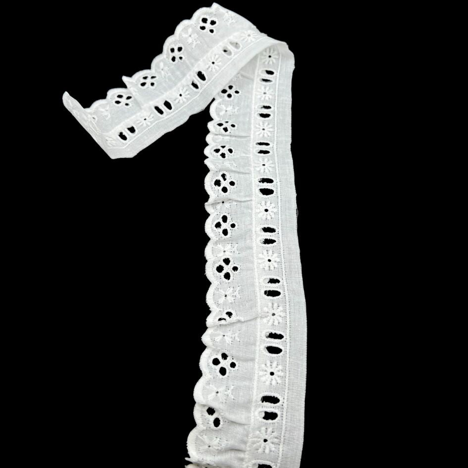 Cotton Austrian Broderie Anglaise Trim Florence 45mm Wide