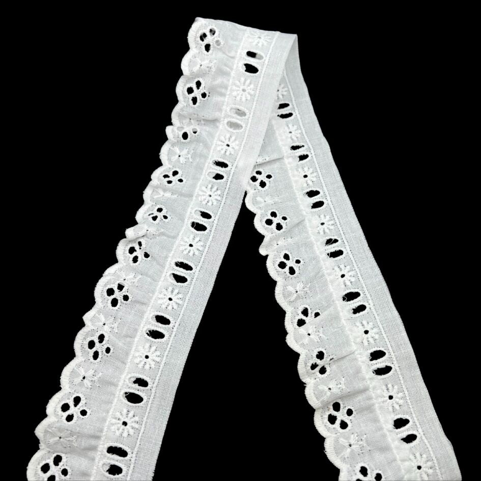 Cotton Austrian Broderie Anglaise Trim Florence 45mm Wide Fold