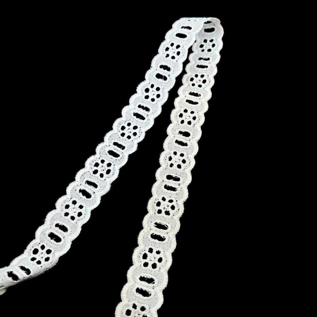 Cotton Austrian Broderie Anglaise Trim Mary 6 Hole Fold