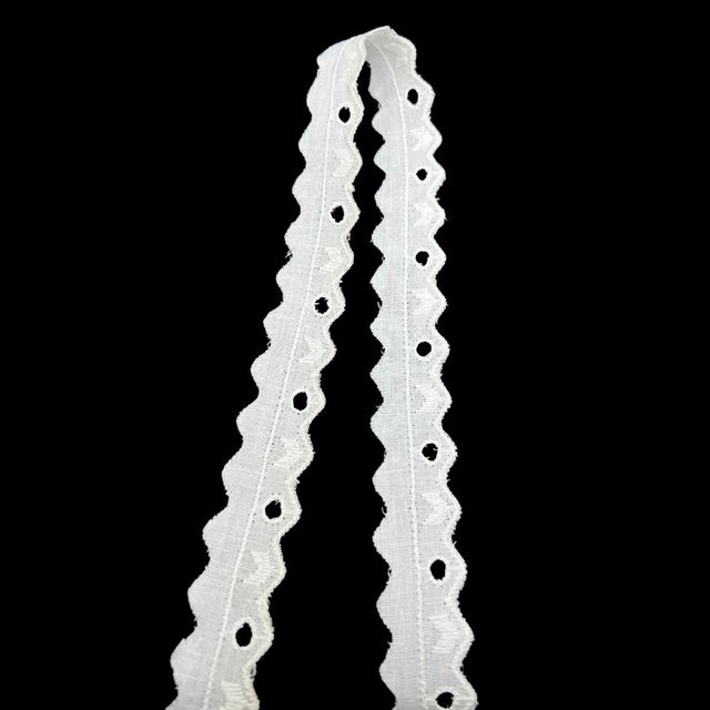 Cotton Austrian Broderie Anglaise Trim Polly 20mm Wide Fold