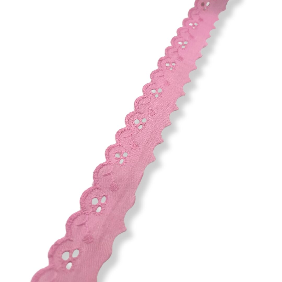 Cotton Austrian Broderie Anglaise Trims Pink