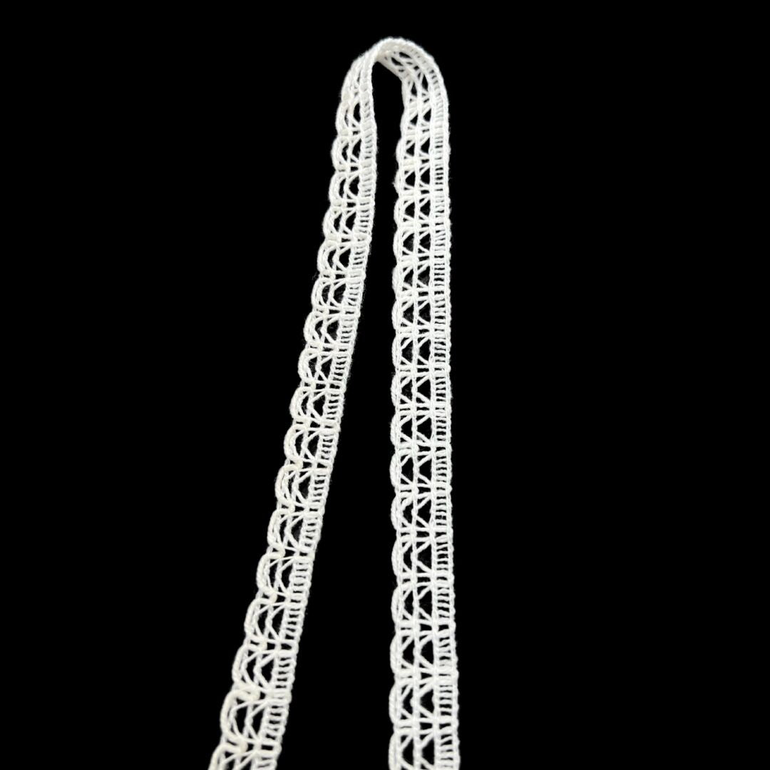 Cotton Crochet Lace Ribbon Arch White 10mm Wide Fold