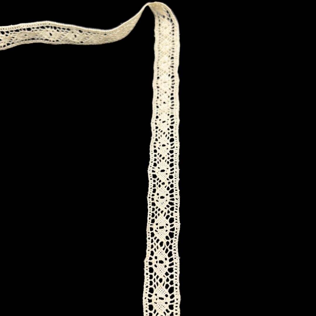 Cotton Crochet Lace Ribbon One Hole Beige 15mm Wide