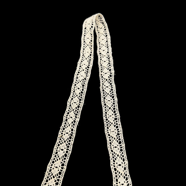 Cotton Crochet Lace Ribbon One Hole Beige 15mm Wide Fold