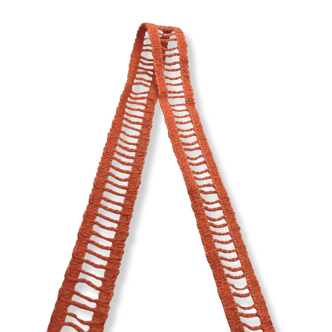 Cotton Crocheted Ladder Tape Coral 20mm Wide