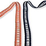 Cotton Crocheted Ladder Tape Navy   Coral 20mm Wide
