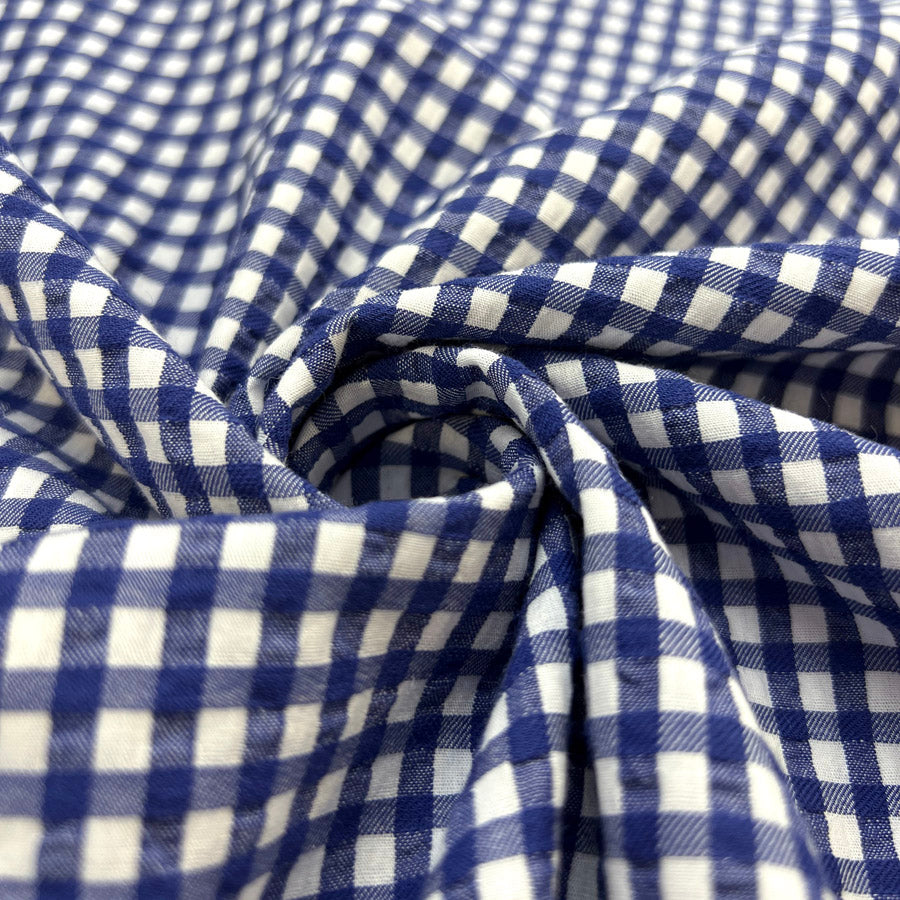 Cotton Dress Fabric Proper Seersucker Royal Check Twist