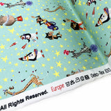 Cotton Elastane Jersey Fabric Licensed Madagascar Aqua Circus Print Roll