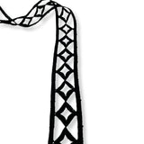 Cotton Embroidered Geometric Trim Black 32mm Wide