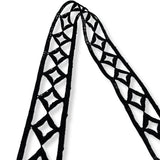 Cotton Embroidered Geometric Trim Black 32mm Wide Fold