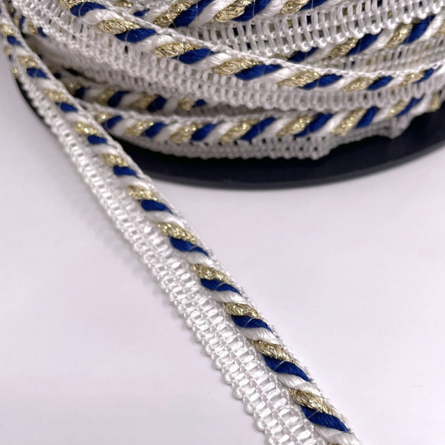 Cotton Flanged Decorative Piping Cord Navy White Gold Roll E7F73876 F94D 41Ec 81B4 3D6850Dc70F1