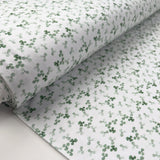 Cotton Jersey Lucky Clover White Green Floral Leaf Soft Knitted Fabric Bolt