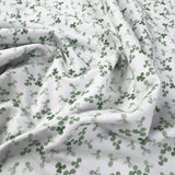 Cotton Jersey Lucky Clover White Green Floral Leaf Soft Knitted Fabric