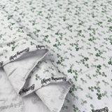 Cotton Jersey Lucky Clover White Green Floral Leaf Soft Knitted Fabric Fold