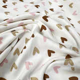 Cotton Jersey Sparkle Heart Elastane Knit Glitter Off White Gold Pink Brown Print Top Fabric