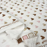 Cotton Jersey Sparkle Heart Elastane Knit Glitter Off White Gold Pink Brown Print Top Fabric Fold