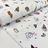 Cotton Jersey Wiggle And Zap Elastane White Knitted Abstract Fabric Bolt