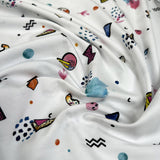 Cotton Jersey Wiggle And Zap Elastane White Knitted Abstract Fabric