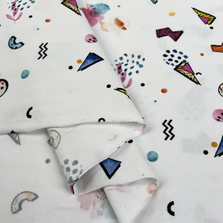 Cotton Jersey Wiggle And Zap Elastane White Knitted Abstract Fabric Fold