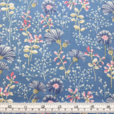 Cotton lawn dress fabic floral blue dandy ruler