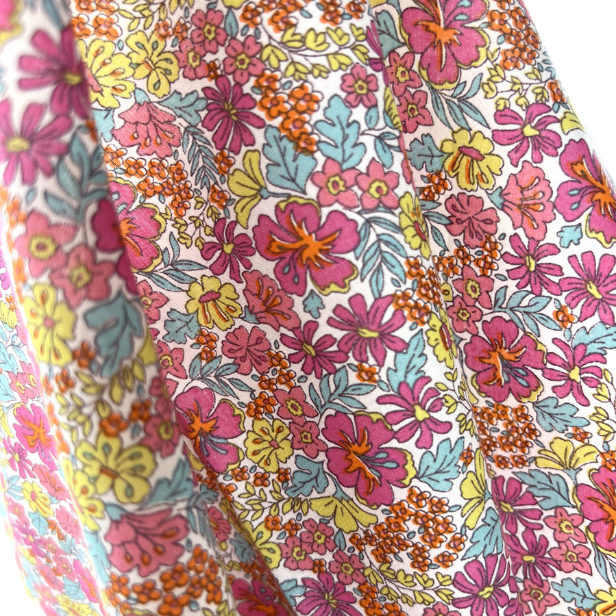 Cotton lawn pink floral dress fabric tutti fruity hang