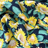 Cotton Poplin Fabric Navy Floral Print Styles Sunflower Power