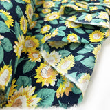 Cotton Poplin Fabric Navy Floral Print Styles Sunflower Power Roll