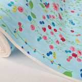 Cotton Poplin Floral Print Sewing Room Turquoise Roll