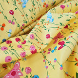 Cotton Poplin Floral Print Sewing Room Yellow Close Up