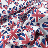 Cotton Poplin Union Jack Hearts Close Up