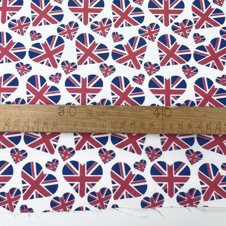 Cotton Poplin Union Jack Hearts Ruler