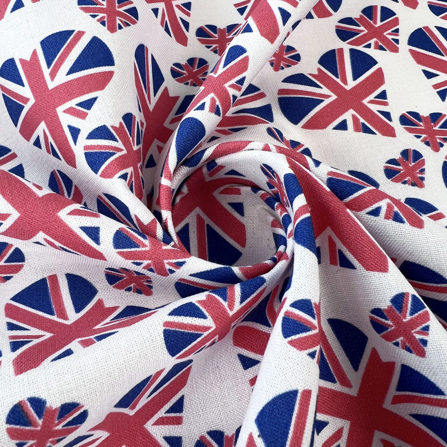 Cotton Poplin Union Jack Hearts Twist