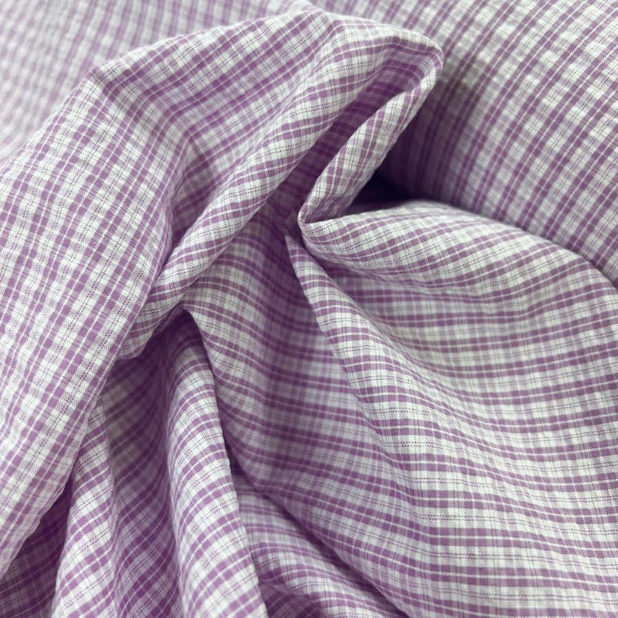 Cotton Seersucker Check Lilac White