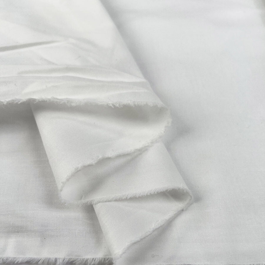 Cotton Silesia White Plain Italian Satin Finish Woven Shirting Fabric Fold