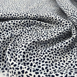 Cotton Stretch Navy Cheetah Blue White Animal Print Polyester Elastane Woven Trouser Fabric