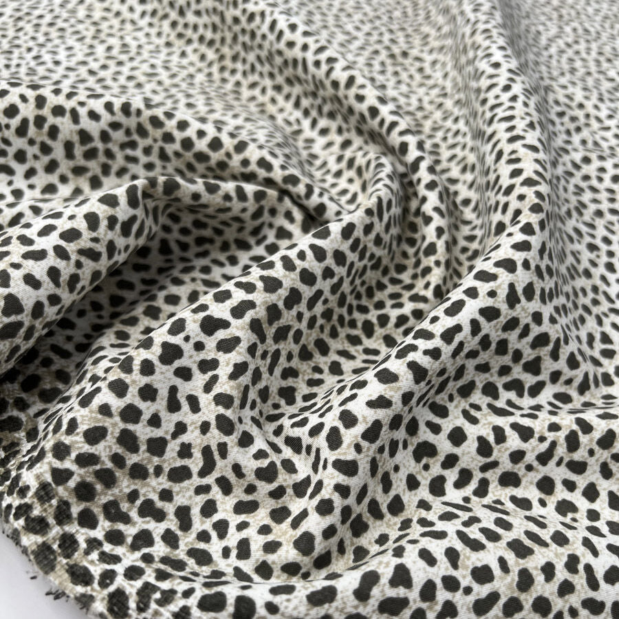 Cotton Stretch Olive Cheetah White Animal Print Polyester Elastane Woven Trouser Fabric