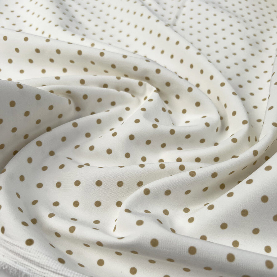 Cotton Stretch Stone Polka White Animal Print Polyester Elastane Woven Trouser Fabric