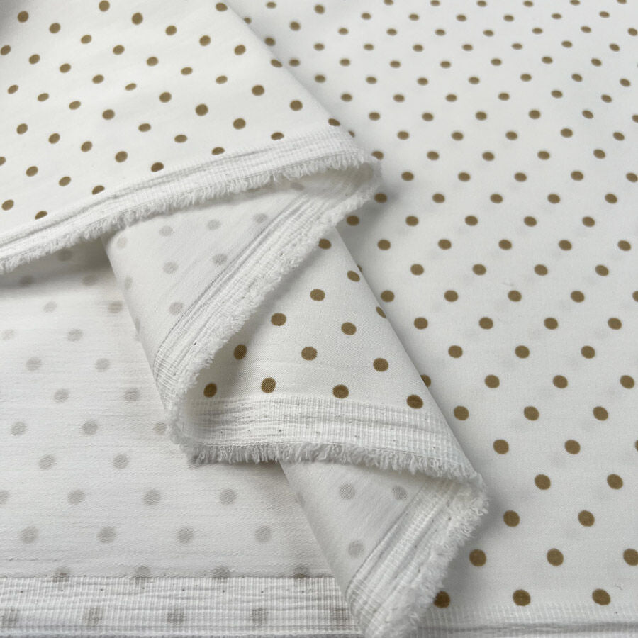 Cotton Stretch Stone Polka White Animal Print Polyester Elastane Woven Trouser Fabric Fold