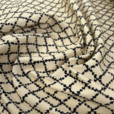 Cotton Twill Cream Trellis Black Abstract Designer Trouser Fabric