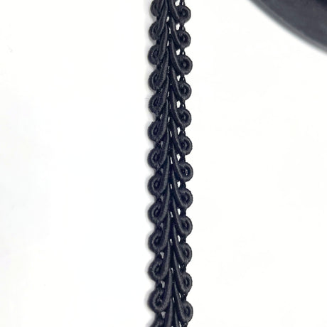 Cotton Viscose Blend Scrolled Gimp Braid Trim Black Full 2