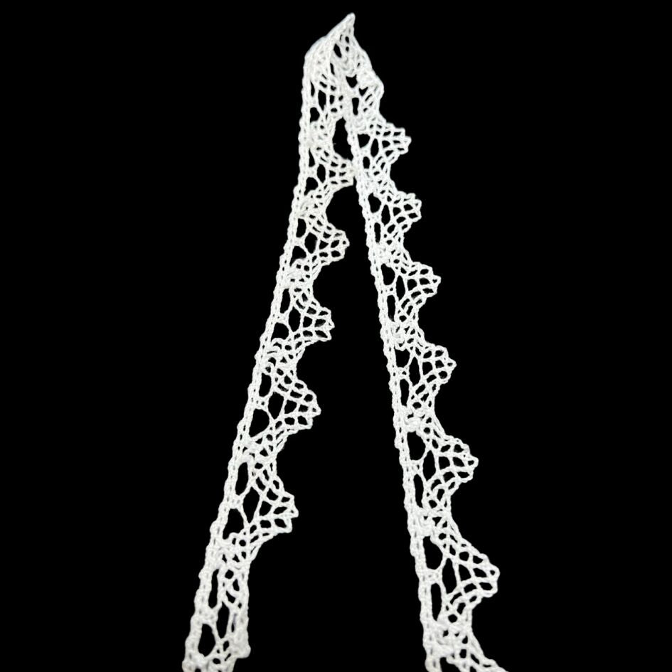 Cotton White Crochet Lace Ribbon Triangle 20mm Wide Fold
