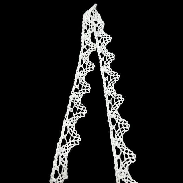 Cotton White Crochet Lace Ribbon Triangle 20mm Wide Fold