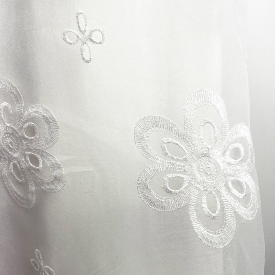 Cream Embroidered Polyester Dress Fabric Not Too Delicate 4