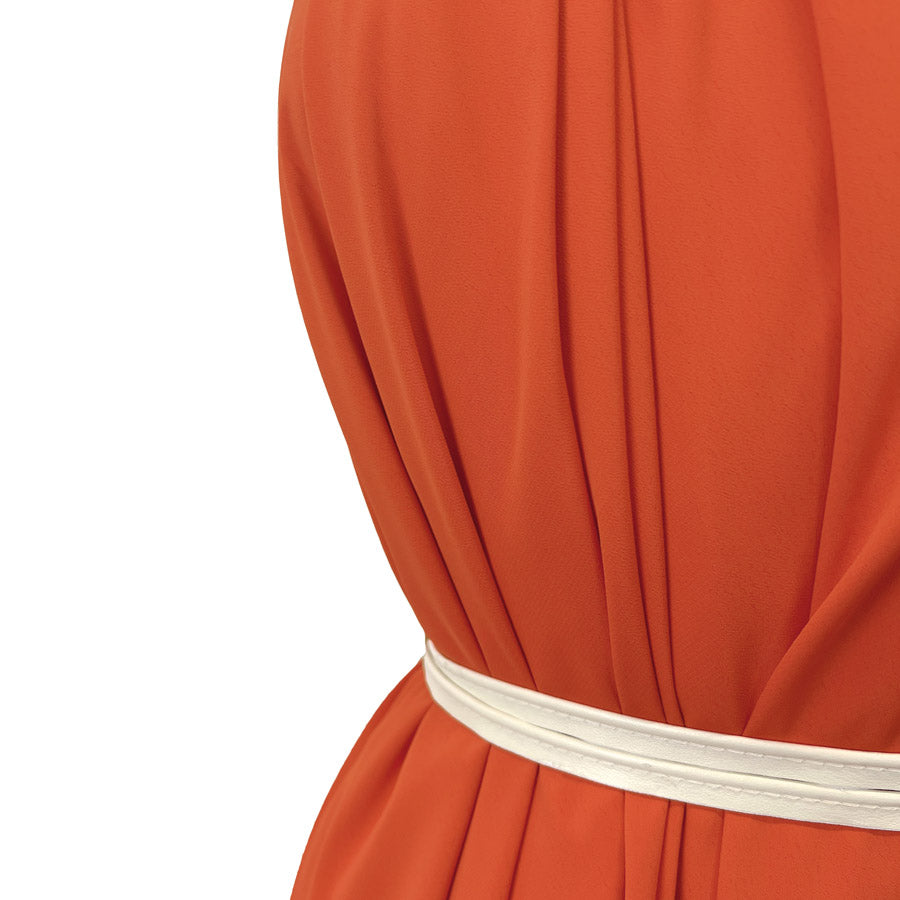Crepe De Chine Flame Red Polyester Plain Dress Fabric Drape 2