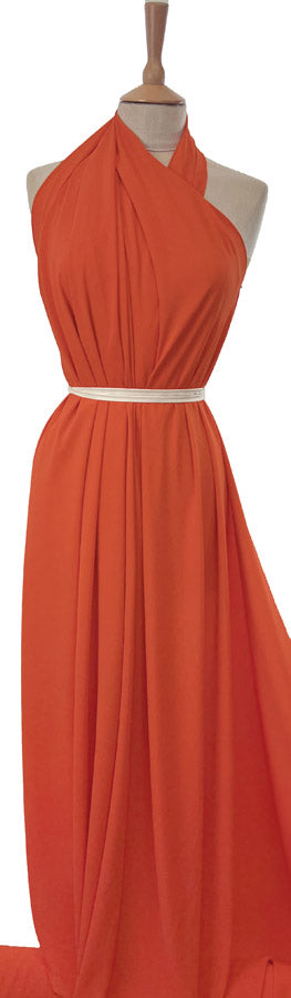 Crepe De Chine Flame Red Polyester Plain Dress Fabric Mannequin 2
