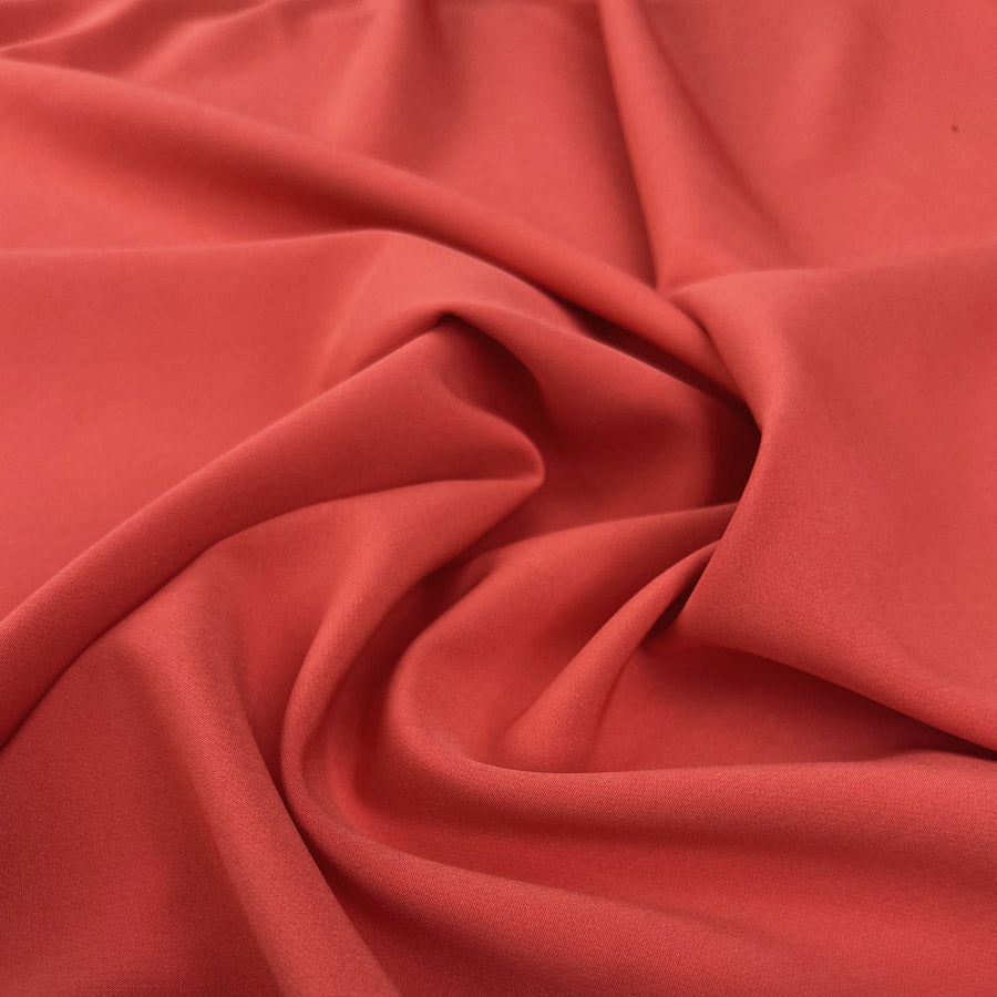 Crepe Suiting Fabric Coral Polyester Elastane Stretch Woven Dress Fabric